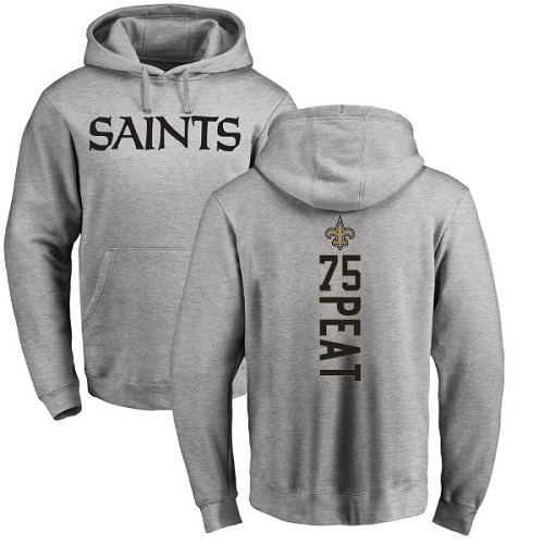 Men New Orleans Saints Ash Andrus Peat Backer NFL Football #75 Pullover Hoodie Sweatshirts->nfl t-shirts->Sports Accessory
